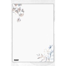 Ficksy A5 Çiçek Bloknot Çizgisiz Defter - 50 Yaprak - Memopad - Notepad - Not Defteri - Not Kağıdı