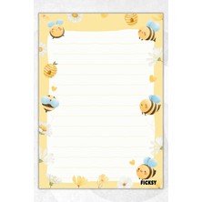 Ficksy A5 Arı Bloknot Çizgili Defter - 50 Yaprak - Memopad - Notepad - Not Defteri - Not Kağıdı