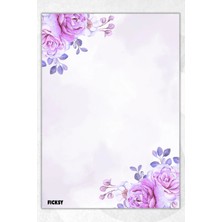 Ficksy A5 Çiçek Bloknot Çizgisiz Defter - 50 Yaprak - Memopad - Notepad - Not Defteri - Not Kağıdı