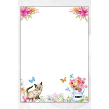 Ficksy A5 Çiçek Bloknot Çizgisiz Defter - 50 Yaprak - Memopad - Notepad - Not Defteri - Not Kağıdı