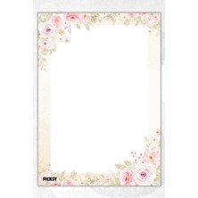 Ficksy A5 Çiçek Bloknot Çizgisiz Defter - 50 Yaprak - Memopad - Notepad - Not Defteri - Not Kağıdı