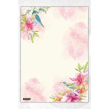 Ficksy A5 Çiçek Bloknot Çizgisiz Defter - 50 Yaprak - Memopad - Notepad - Not Defteri - Not Kağıdı