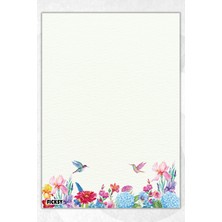 Ficksy A5 Çiçek Bloknot Çizgisiz Defter - 50 Yaprak - Memopad - Notepad - Not Defteri - Not Kağıdı