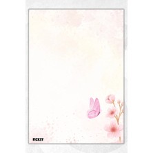 Ficksy A5 Çiçek Bloknot Çizgisiz Defter - 50 Yaprak - Memopad - Notepad - Not Defteri - Not Kağıdı