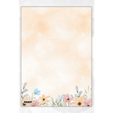 Ficksy A5 Çiçek Bloknot Çizgisiz Defter - 50 Yaprak - Memopad - Notepad - Not Defteri - Not Kağıdı