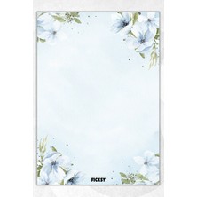 Ficksy A5 Çiçek Bloknot Çizgisiz Defter - 50 Yaprak - Memopad - Notepad - Not Defteri - Not Kağıdı