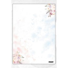 Ficksy A5 Çiçek Bloknot Çizgisiz Defter - 50 Yaprak - Memopad - Notepad - Not Defteri - Not Kağıdı