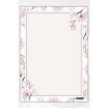 Ficksy A5 Çiçek Bloknot Çizgisiz Defter - 50 Yaprak - Memopad - Notepad - Not Defteri - Not Kağıdı