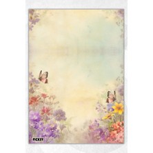 Ficksy A5 Çiçek Bloknot Çizgisiz Defter - 50 Yaprak - Memopad - Notepad - Not Defteri - Not Kağıdı