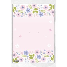 Ficksy A5 Çiçek Bloknot Çizgisiz Defter - 50 Yaprak - Memopad - Notepad - Not Defteri - Not Kağıdı