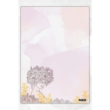 Ficksy A5 Çiçek Bloknot Çizgisiz Defter - 50 Yaprak - Memopad - Notepad - Not Defteri - Not Kağıdı