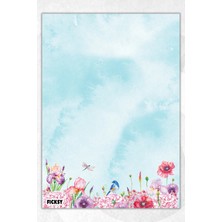 Ficksy A5 Çiçek Bloknot Çizgisiz Defter - 50 Yaprak - Memopad - Notepad - Not Defteri - Not Kağıdı