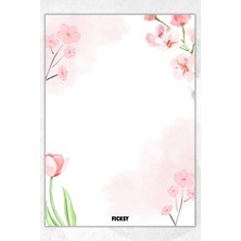 Ficksy A5 Çiçek Bloknot Çizgisiz Defter - 50 Yaprak - Memopad - Notepad - Not Defteri - Not Kağıdı