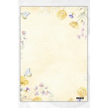 Ficksy A5 Çiçek Bloknot Çizgisiz Defter - 50 Yaprak - Memopad - Notepad - Not Defteri - Not Kağıdı