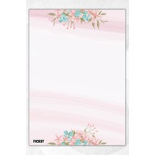 Ficksy A5 Çiçek Bloknot Çizgisiz Defter - 50 Yaprak - Memopad - Notepad - Not Defteri - Not Kağıdı