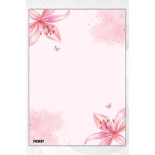 Ficksy A5 Çiçek Bloknot Çizgisiz Defter - 50 Yaprak - Memopad - Notepad - Not Defteri - Not Kağıdı