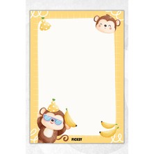 Ficksy A5 Maymun Bloknot Çizgisiz Defter - 50 Yaprak - Memopad - Notepad - Not Defteri - Not Kağıdı
