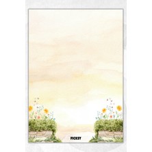 Ficksy A5 Çiçek Bloknot Çizgisiz Defter - 50 Yaprak - Memopad - Notepad - Not Defteri - Not Kağıdı