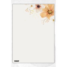 Ficksy A5 Çiçek Bloknot Çizgisiz Defter - 50 Yaprak - Memopad - Notepad - Not Defteri - Not Kağıdı