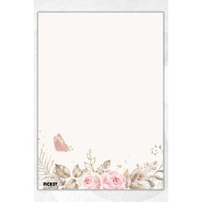 Ficksy A5 Çiçek Bloknot Çizgisiz Defter - 50 Yaprak - Memopad - Notepad - Not Defteri - Not Kağıdı