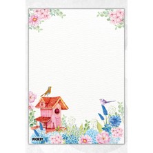 Ficksy A5 Çiçek Bloknot Çizgisiz Defter - 50 Yaprak - Memopad - Notepad - Not Defteri - Not Kağıdı