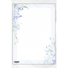 Ficksy A5 Çiçek Bloknot Çizgisiz Defter - 50 Yaprak - Memopad - Notepad - Not Defteri - Not Kağıdı