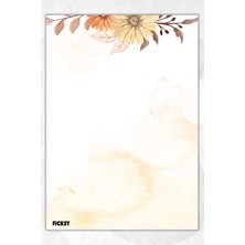 Ficksy A5 Çiçek Bloknot Çizgisiz Defter - 50 Yaprak - Memopad - Notepad - Not Defteri - Not Kağıdı