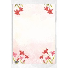 Ficksy A5 Çiçek Bloknot Çizgisiz Defter - 50 Yaprak - Memopad - Notepad - Not Defteri - Not Kağıdı