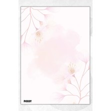 Ficksy A5 Çiçek Bloknot Çizgisiz Defter - 50 Yaprak - Memopad - Notepad - Not Defteri - Not Kağıdı
