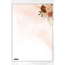 Ficksy A5 Çiçek Bloknot Çizgisiz Defter - 50 Yaprak - Memopad - Notepad - Not Defteri - Not Kağıdı