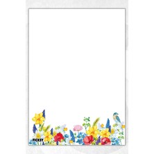 Ficksy A5 Çiçek Bloknot Çizgisiz Defter - 50 Yaprak - Memopad - Notepad - Not Defteri - Not Kağıdı