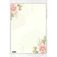 Ficksy A5 Çiçek Bloknot Çizgisiz Defter - 50 Yaprak - Memopad - Notepad - Not Defteri - Not Kağıdı