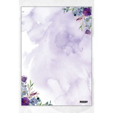 Ficksy A5 Çiçek Bloknot Çizgisiz Defter - 50 Yaprak - Memopad - Notepad - Not Defteri - Not Kağıdı