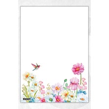 Ficksy A5 Çiçek Bloknot Çizgisiz Defter - 50 Yaprak - Memopad - Notepad - Not Defteri - Not Kağıdı