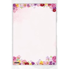 Ficksy A5 Çiçek Bloknot Çizgisiz Defter - 50 Yaprak - Memopad - Notepad - Not Defteri - Not Kağıdı