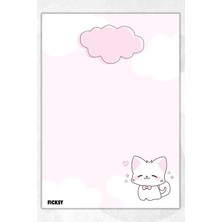 Ficksy A5 Kedi Bloknot Çizgisiz Defter - 50 Yaprak - Memopad - Notepad - Not Defteri - Not Kağıdı