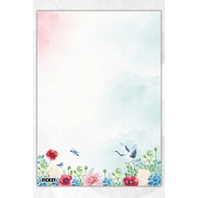 Ficksy A5 Çiçek Bloknot Çizgisiz Defter - 50 Yaprak - Memopad - Notepad - Not Defteri - Not Kağıdı