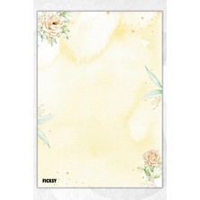 Ficksy A5 Çiçek Bloknot Çizgisiz Defter - 50 Yaprak - Memopad - Notepad - Not Defteri - Not Kağıdı