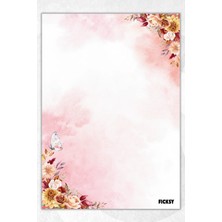 Ficksy A5 Çiçek Bloknot Çizgisiz Defter - 50 Yaprak - Memopad - Notepad - Not Defteri - Not Kağıdı