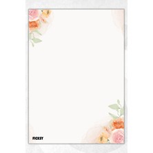 Ficksy A5 Çiçek Bloknot Çizgisiz Defter - 50 Yaprak - Memopad - Notepad - Not Defteri - Not Kağıdı