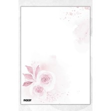 Ficksy A5 Çiçek Bloknot Çizgisiz Defter - 50 Yaprak - Memopad - Notepad - Not Defteri - Not Kağıdı