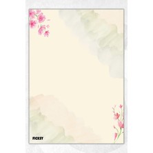 Ficksy A5 Çiçek Bloknot Çizgisiz Defter - 50 Yaprak - Memopad - Notepad - Not Defteri - Not Kağıdı