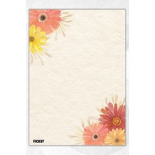 Ficksy A5 Çiçek Bloknot Çizgisiz Defter - 50 Yaprak - Memopad - Notepad - Not Defteri - Not Kağıdı