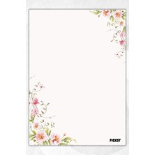 Ficksy A5 Çiçek Bloknot Çizgisiz Defter - 50 Yaprak - Memopad - Notepad - Not Defteri - Not Kağıdı