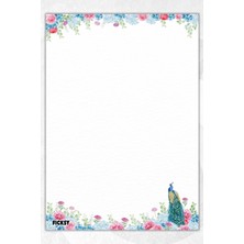 Ficksy A5 Çiçek Bloknot Çizgisiz Defter - 50 Yaprak - Memopad - Notepad - Not Defteri - Not Kağıdı