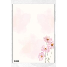 Ficksy A5 Çiçek Bloknot Çizgisiz Defter - 50 Yaprak - Memopad - Notepad - Not Defteri - Not Kağıdı