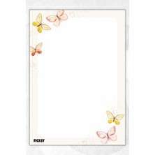 Ficksy A5 Kelebek Bloknot Çizgisiz Defter - 50 Yaprak - Memopad - Notepad - Not Defteri - Not Kağıdı