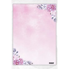 Ficksy A5 Çiçek Bloknot Çizgisiz Defter - 50 Yaprak - Memopad - Notepad - Not Defteri - Not Kağıdı