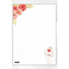 Ficksy A5 Çiçek Bloknot Çizgisiz Defter - 50 Yaprak - Memopad - Notepad - Not Defteri - Not Kağıdı