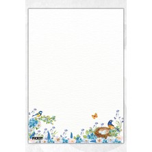Ficksy A5 Çiçek Bloknot Çizgisiz Defter - 50 Yaprak - Memopad - Notepad - Not Defteri - Not Kağıdı
